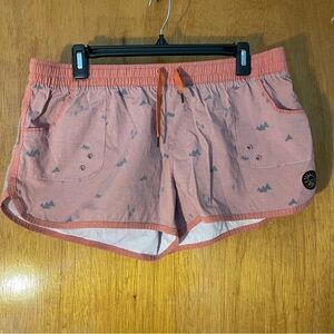 United By Blue Women’s Pink Organic Board Shorts with Mountain Design